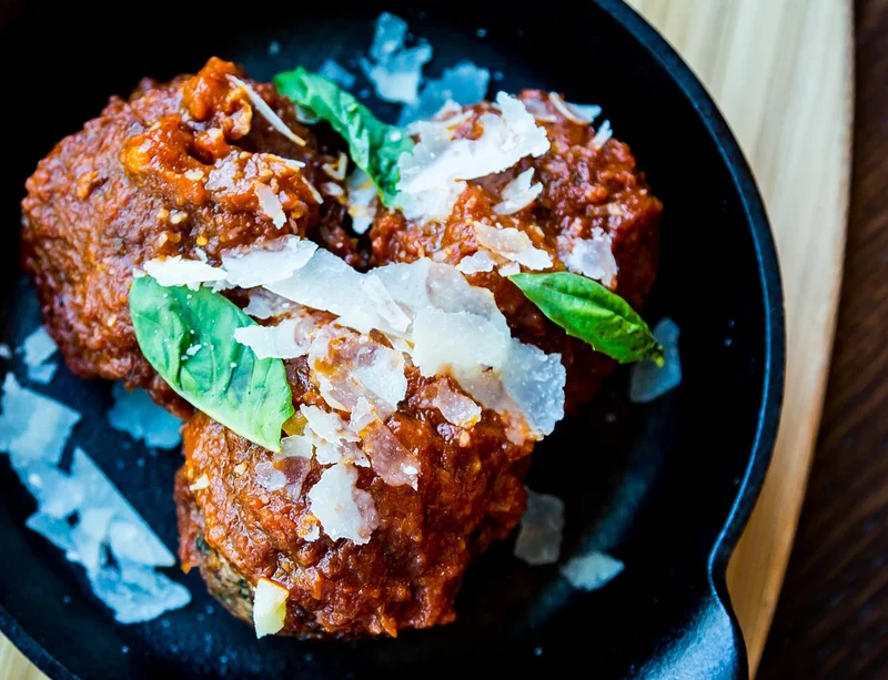 Meatballs Al Forno In Arrabbiata Sauce