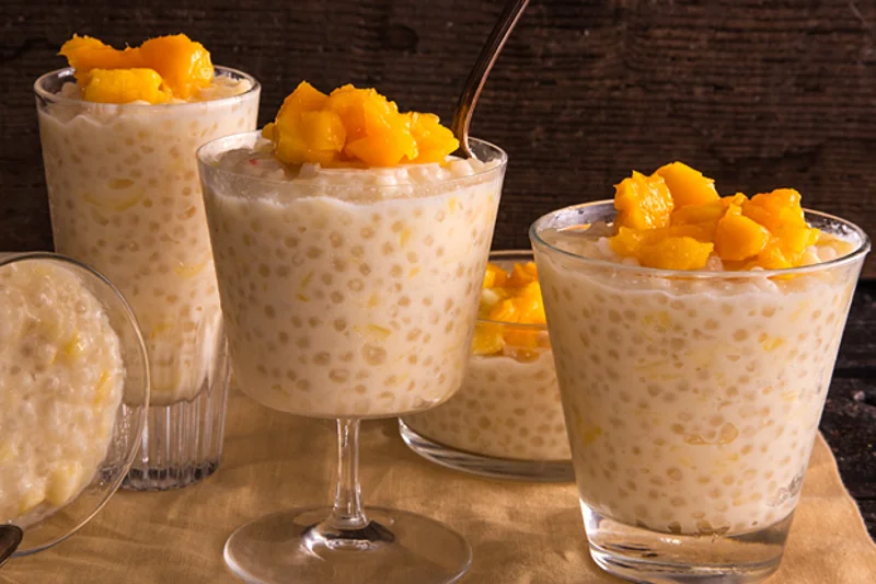 Slow Cooker Mango Tapioca Pudding