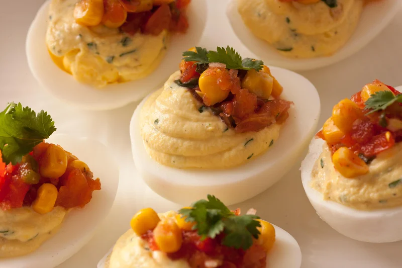 Green Chile Deviled Eggs