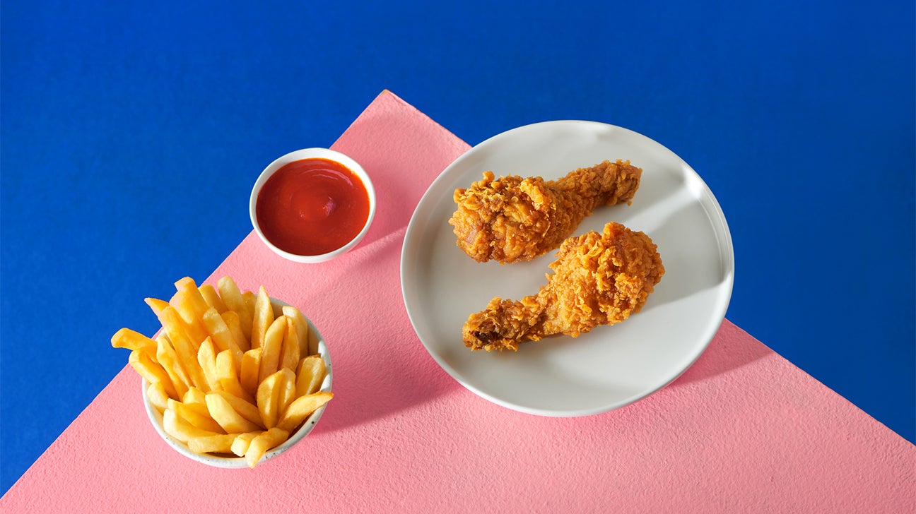 Fried food: Chicken and french fries