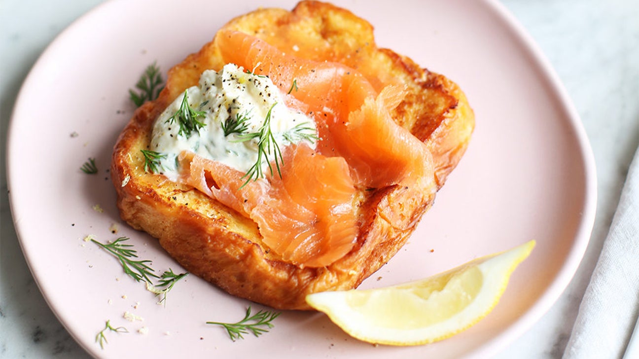 savory french toast with salmon header