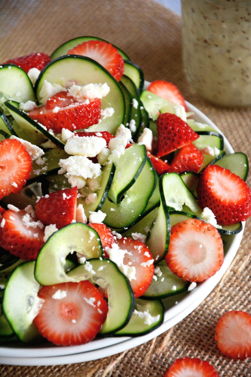 strawberry, cucumber, and feta salad