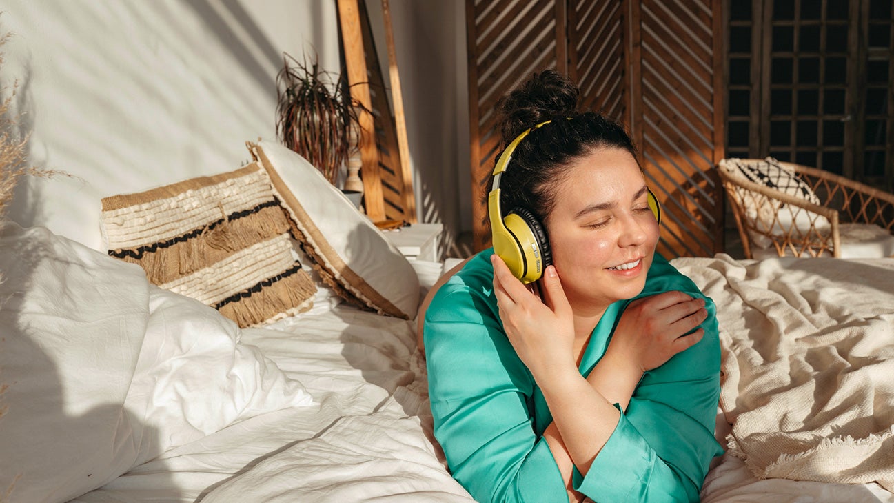 woman listening to good music